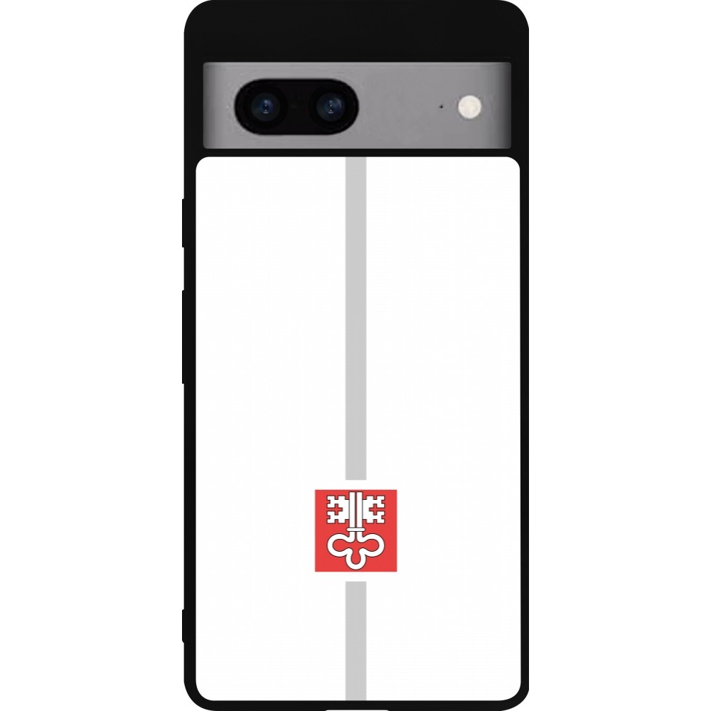 Google Pixel 7a Case Hülle - Silikon schwarz Kanton NW weiss