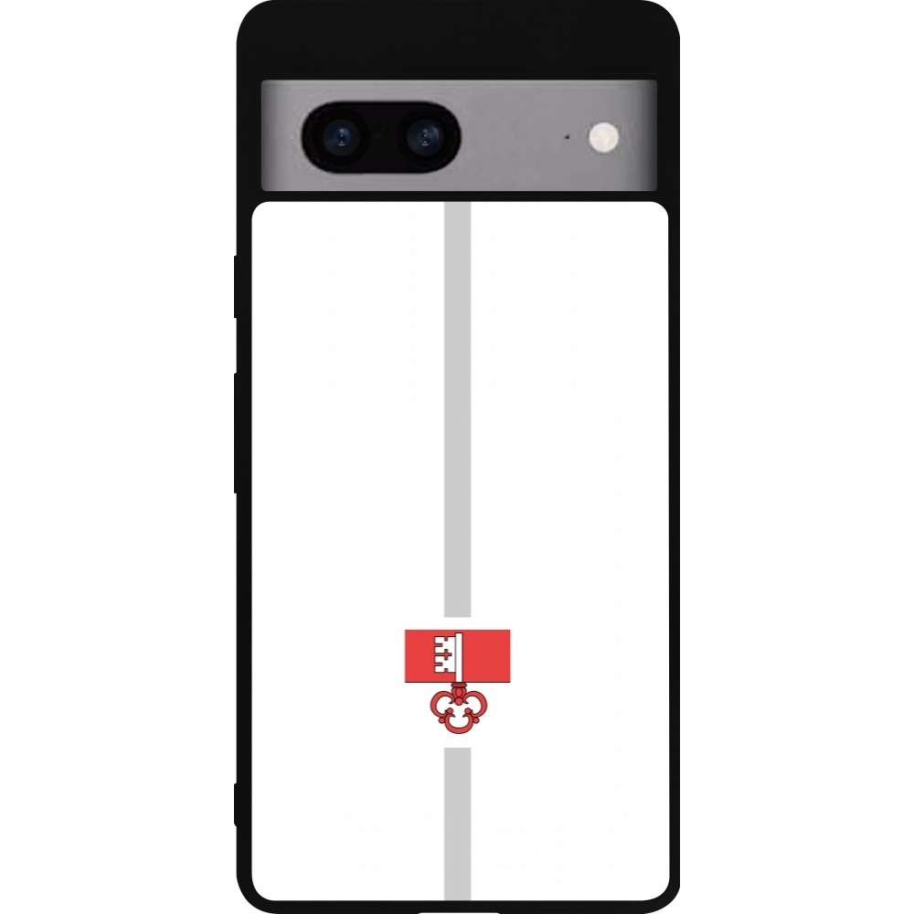 Google Pixel 7a Case Hülle - Silikon schwarz Kanton OW weiss