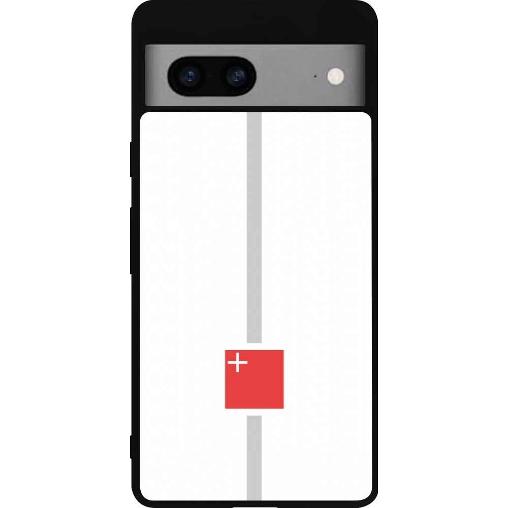 Coque Google Pixel 7a - Silicone rigide noir Canton SZ blanc