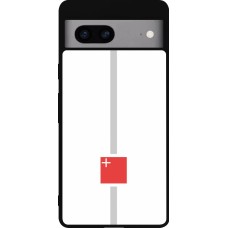 Coque Google Pixel 7a - Silicone rigide noir Canton SZ blanc