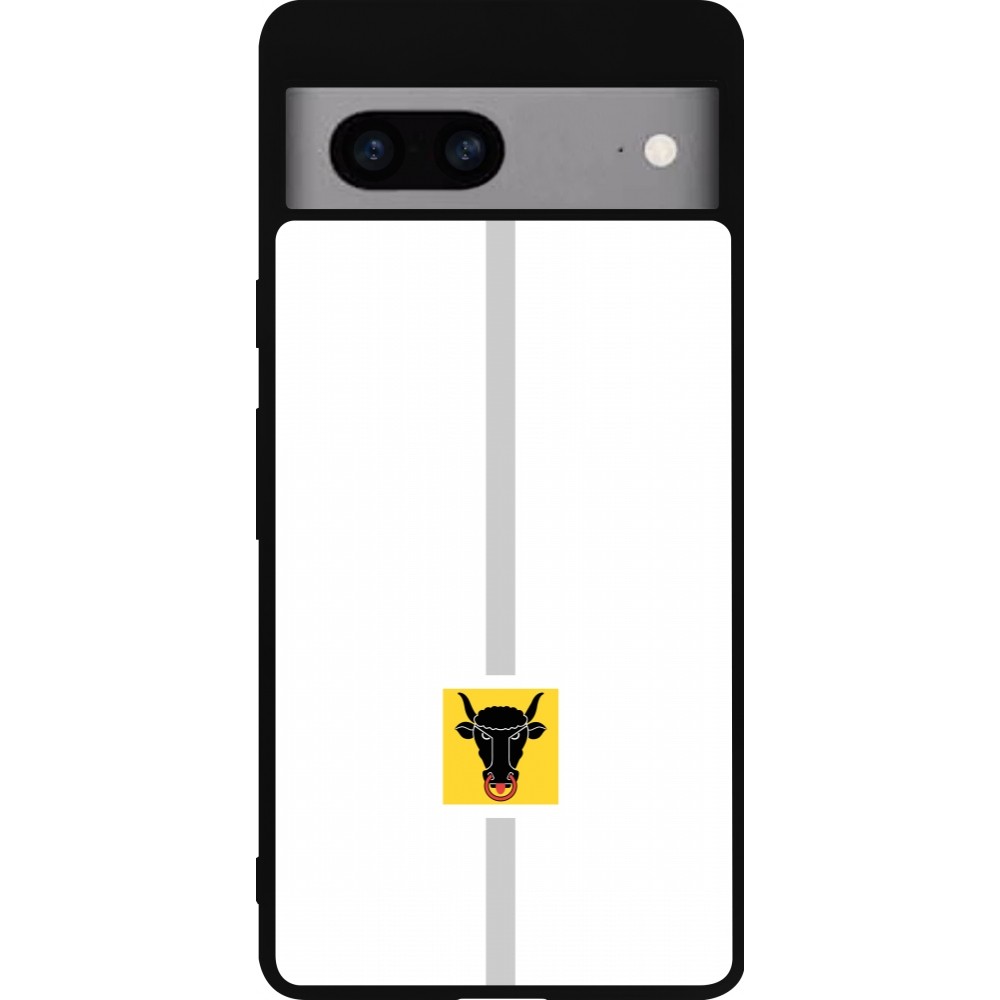 Coque Google Pixel 7a - Silicone rigide noir Canton UR blanc