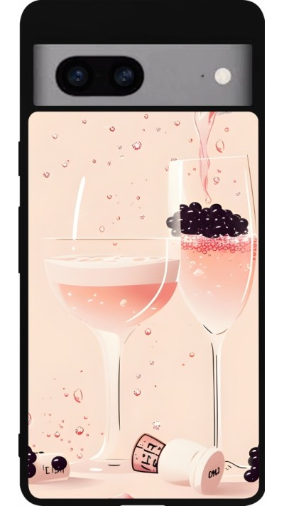 Google Pixel 7a Case Hülle - Silikon schwarz Champagne Pouring Pink