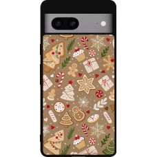 Coque Google Pixel 7a - Silicone rigide noir Christmas 25 Pattern Ginger Cookie