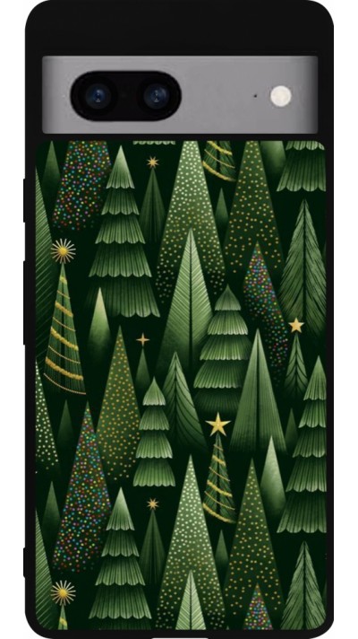 Coque Google Pixel 7a - Silicone rigide noir Christmas 25 Pattern Xmas Tree