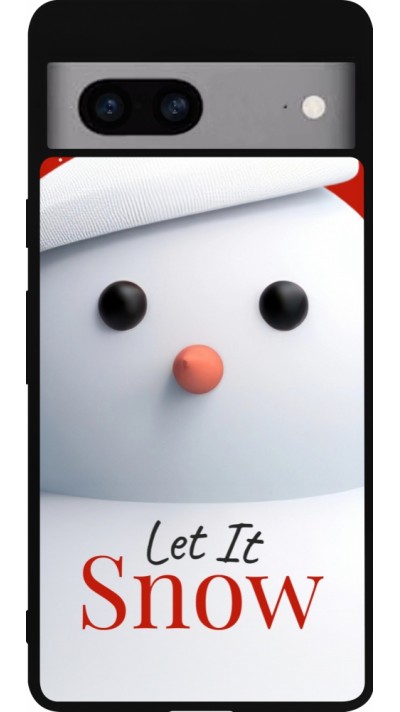 Coque Google Pixel 7a - Silicone rigide noir Christmas 25 Xmas Snowman