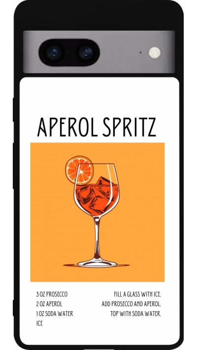 Coque Google Pixel 7a - Silicone rigide noir Cocktail recette Aperol Spritz