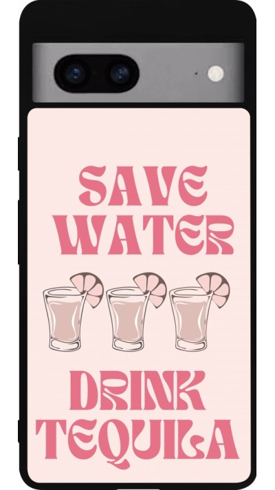 Google Pixel 7a Case Hülle - Silikon schwarz Cocktail Save Water Drink Tequila
