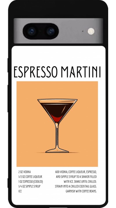 Google Pixel 7a Case Hülle - Silikon schwarz Cocktail Rezept Espresso Martini