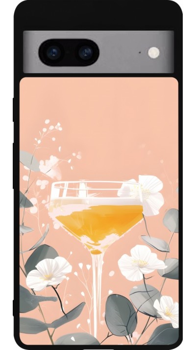 Google Pixel 7a Case Hülle - Silikon schwarz Cocktail Flowers