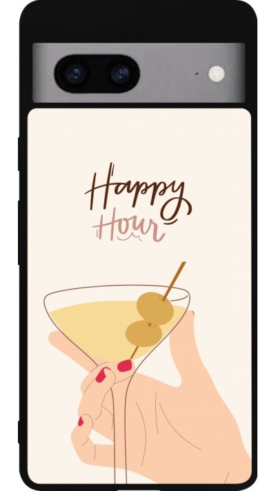 Google Pixel 7a Case Hülle - Silikon schwarz Cocktail Happy Hour
