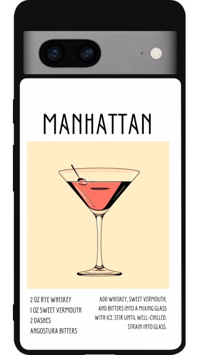 Google Pixel 7a Case Hülle - Silikon schwarz Cocktail Rezept Manhattan