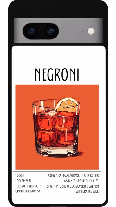 Google Pixel 7a Case Hülle - Silikon schwarz Cocktail Rezept Negroni