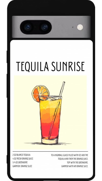 Google Pixel 7a Case Hülle - Silikon schwarz Cocktail Rezept Tequila Sunrise