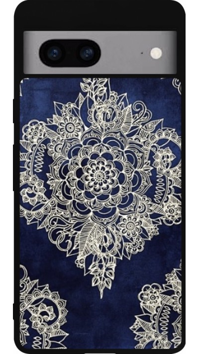 Coque Google Pixel 7a - Silicone rigide noir Cream Flower Moroccan
