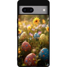 Google Pixel 7a Case Hülle - Silikon schwarz Easter 2026 Decorated eggs