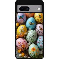 Google Pixel 7a Case Hülle - Silikon schwarz Easter 2026 Eggs with bees