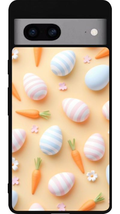 Google Pixel 7a Case Hülle - Silikon schwarz Easter 2026 Pattern Easter