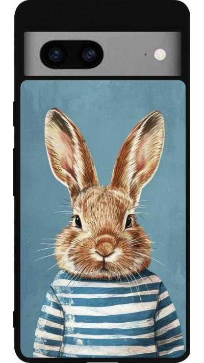 Google Pixel 7a Case Hülle - Silikon schwarz Easter 2026 Rabbit navy