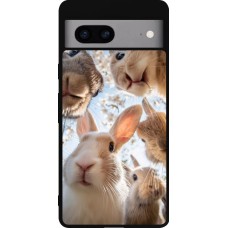 Google Pixel 7a Case Hülle - Silikon schwarz Easter 2026 Rabbits