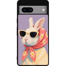 Google Pixel 7a Case Hülle - Silikon schwarz Easter 2026 Rabbit with scarf