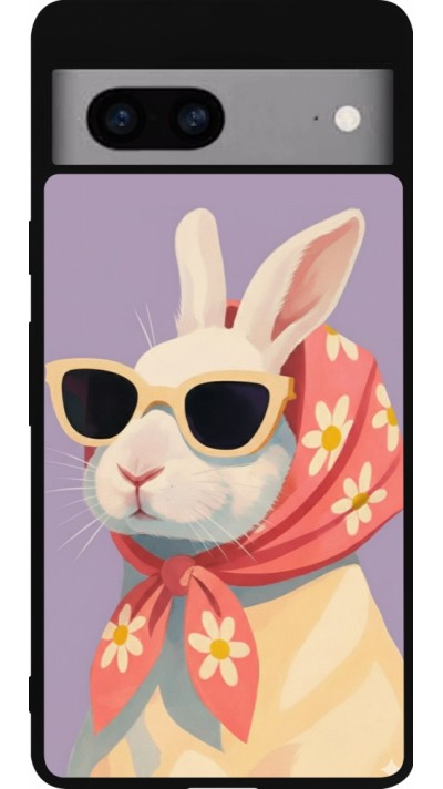 Google Pixel 7a Case Hülle - Silikon schwarz Easter 2026 Rabbit with scarf