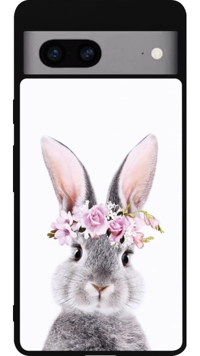 Google Pixel 7a Case Hülle - Silikon schwarz Easter 2023 flower bunny