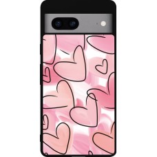 Google Pixel 7a Case Hülle - Silikon schwarz Easter 2023 pink hearts