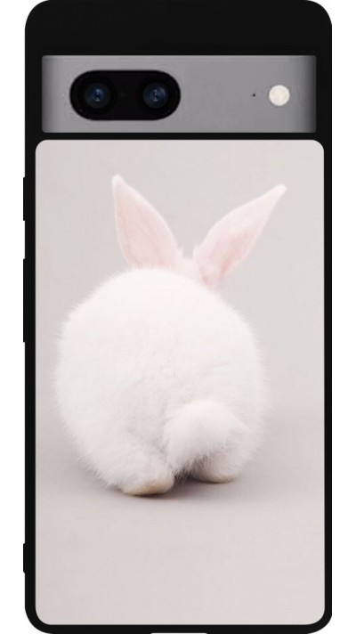 Coque Google Pixel 7a - Silicone rigide noir Easter 2024 bunny butt