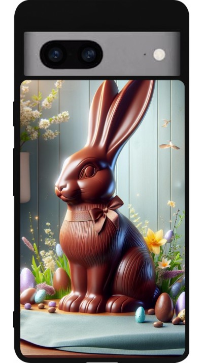 Coque Google Pixel 7a - Silicone rigide noir Easter 24 Chocolate Bunny