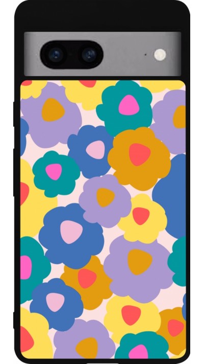 Google Pixel 7a Case Hülle - Silikon schwarz Easter 2024 flower power