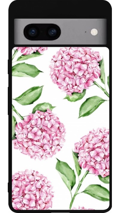 Google Pixel 7a Case Hülle - Silikon schwarz Easter 2024 pink flowers