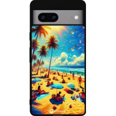 Google Pixel 7a Case Hülle - Silikon schwarz Sommer Paradies Farbe