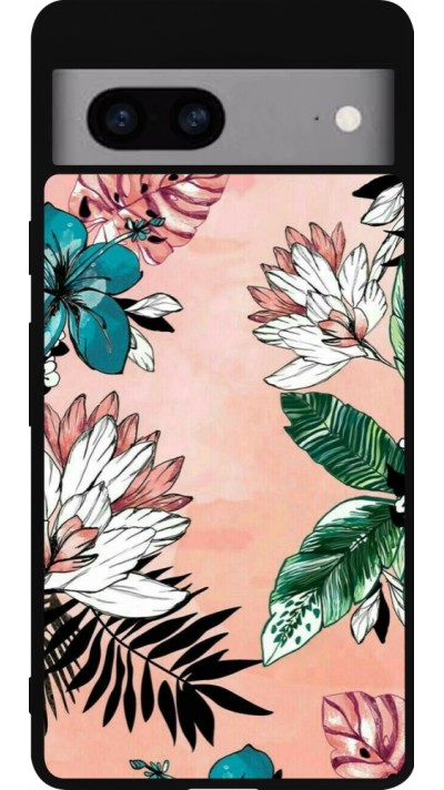 Google Pixel 7a Case Hülle - Silikon schwarz Flowers Artprint