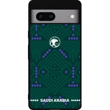 Coque Google Pixel 7a - Silicone rigide noir Maillot de football Arabie saoudite 2026 personnalisable