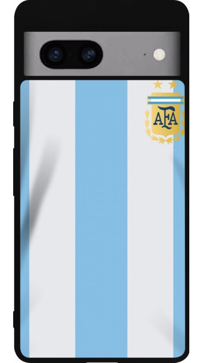 Google Pixel 7a Case Hülle - Silikon schwarz Argentinien 2022 personalisierbares Fussballtrikot