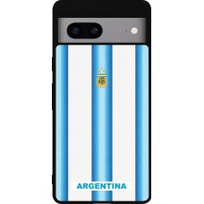 Coque Google Pixel 7a - Silicone rigide noir Maillot de football Argentine 2026 personnalisable