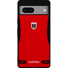 Coque Google Pixel 7a - Silicone rigide noir Maillot de football Autriche 2026 personnalisable