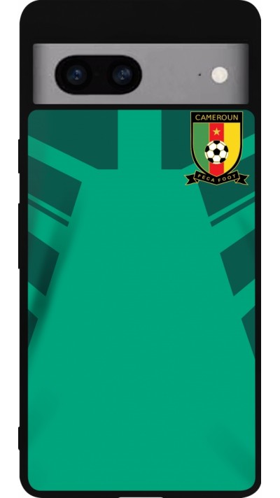 Coque Google Pixel 7a - Silicone rigide noir Maillot de football Cameroun 2022 personnalisable