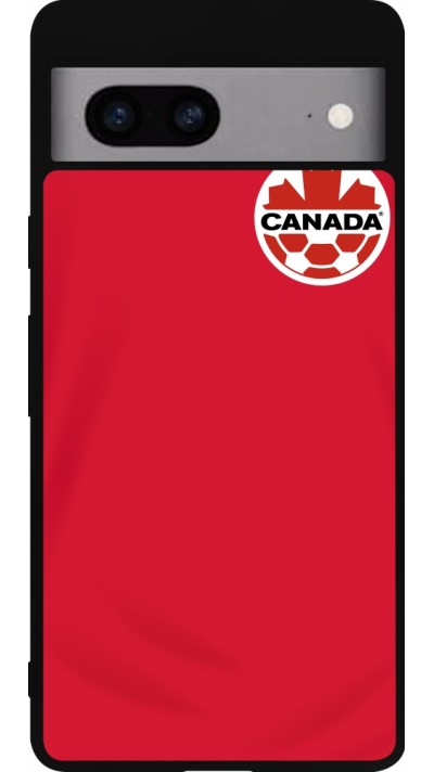 Coque Google Pixel 7a - Silicone rigide noir Maillot de football Canada 2022 personnalisable