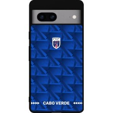 Coque Google Pixel 7a - Silicone rigide noir Maillot de football Cap-Vert 2026 personnalisable