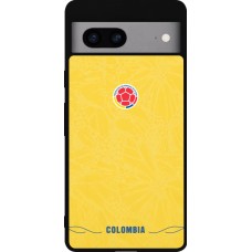 Coque Google Pixel 7a - Silicone rigide noir Maillot de football Colombie 2026 personnalisable
