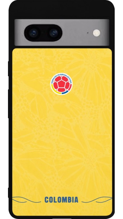 Coque Google Pixel 7a - Silicone rigide noir Maillot de football Colombie 2026 personnalisable