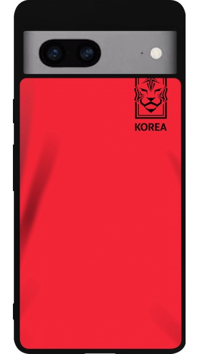 Coque Google Pixel 7a - Silicone rigide noir Maillot de football Corée du Sud 2022 personnalisable