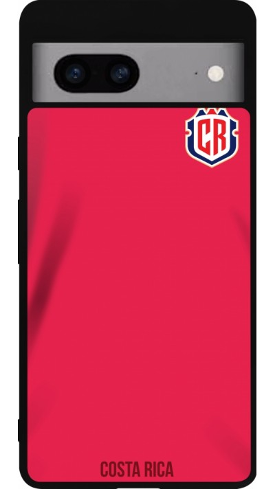 Coque Google Pixel 7a - Silicone rigide noir Maillot de football Costa Rica 2022 personnalisable