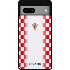 Coque Google Pixel 7a - Silicone rigide noir Maillot de football Croatie 2026 personnalisable