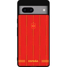 Coque Google Pixel 7a - Silicone rigide noir Maillot de football Espagne 2026 personnalisable
