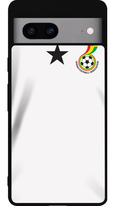 Coque Google Pixel 7a - Silicone rigide noir Maillot de football Ghana 2022 personnalisable