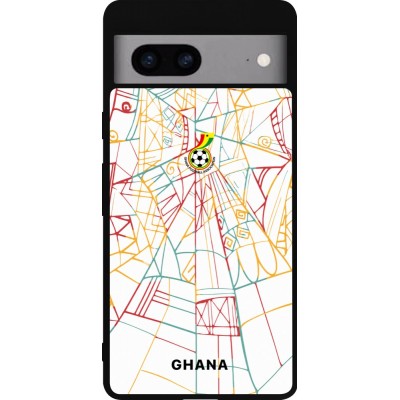 Coque Google Pixel 7a - Silicone rigide noir Maillot de football Ghana 2026 personnalisable