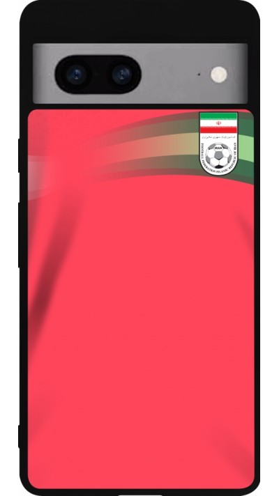 Coque Google Pixel 7a - Silicone rigide noir Maillot de football Iran 2022 personnalisable