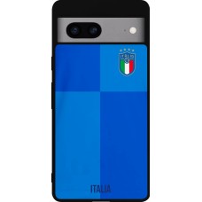 Coque Google Pixel 7a - Silicone rigide noir Maillot de football Italie 2022 personnalisable